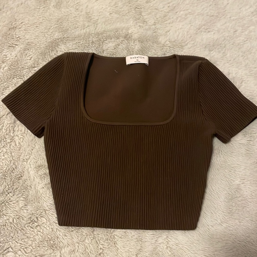 Aritzia sculpt knit square neck top